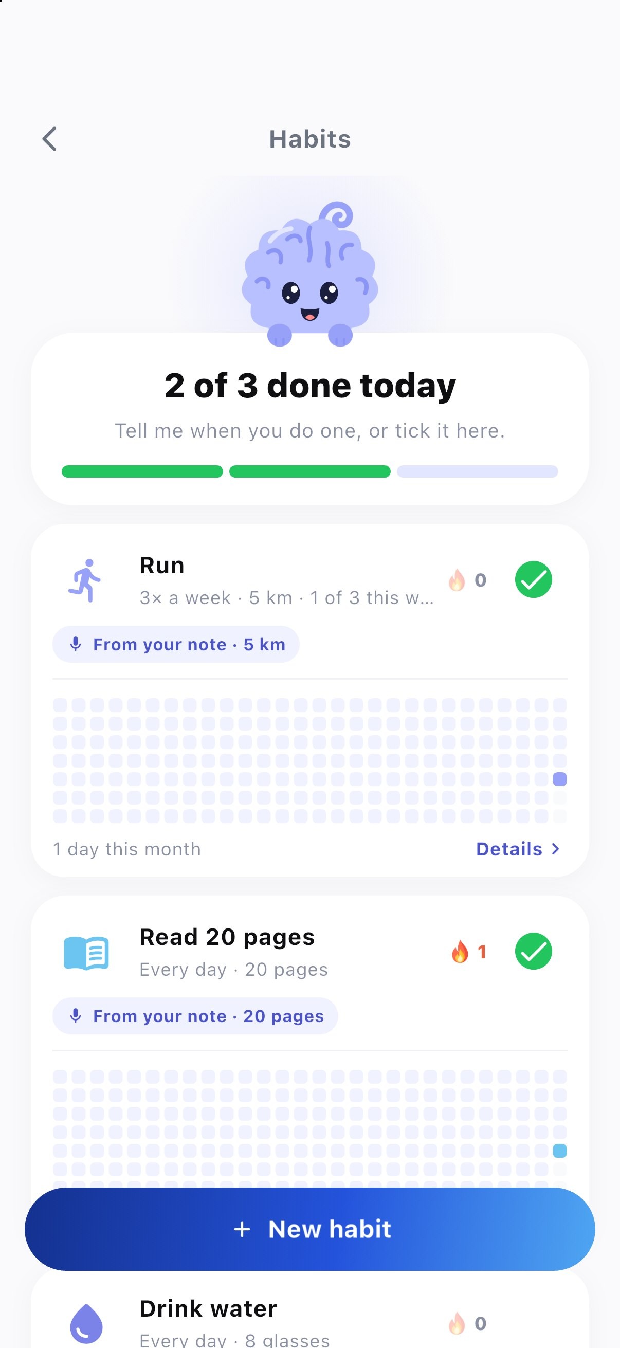 Habits that tick themselves